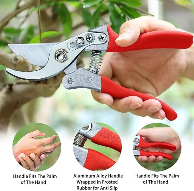 Kynup Pruning Shears, Gardening Scissors, Pruners for Gardening, Garden Grass Clippers Hand Hedge Shears, Heavy Duty Garden Tools(Red) by GreenHaven Gardens