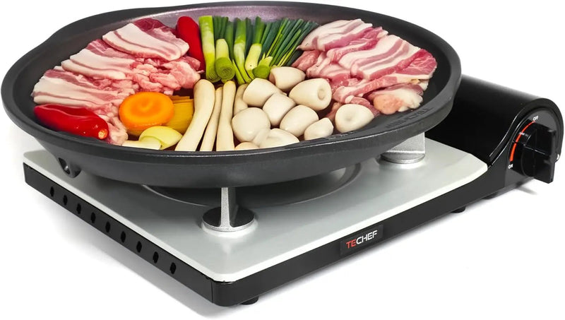 TECHEF - KBBQ Ultimate Set with Korean BBQ Grill Pan, Agni Portable Gas Stove Burner, Carrying Bag, 4 pack Butane Gas, Scissors, Made in Korea by GreenHaven Gardens