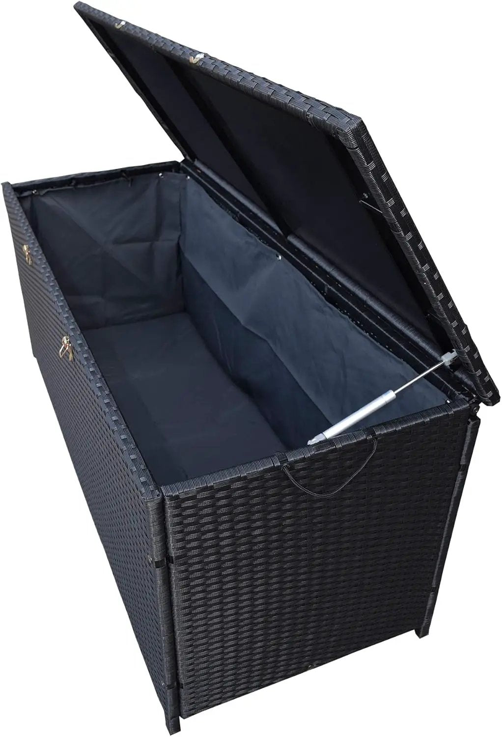 Oakland Living Dark Black Indoor and Outdoor Balcony Patio Deck Porch Pool 113 Gallon Wicker Storage Box Trunk Bin with Metal Frame by GreenHaven Gardens