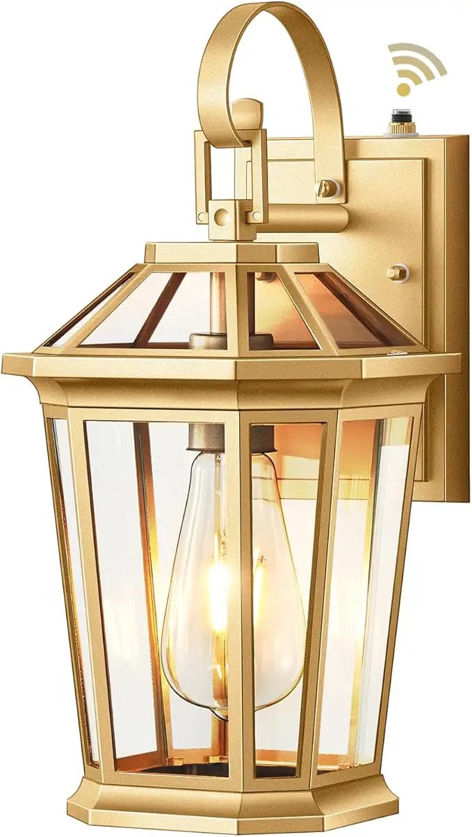 VIANIS Outdoor Porch Lights Wall Mount, Dusk to Dawn Exterior Light Fixture for House, 100% Anti-Rust Aluminum Waterproof Porch Light Outside Wall Lights, Gold Wall Sconce Lanterns for Garage by GreenHaven Gardens