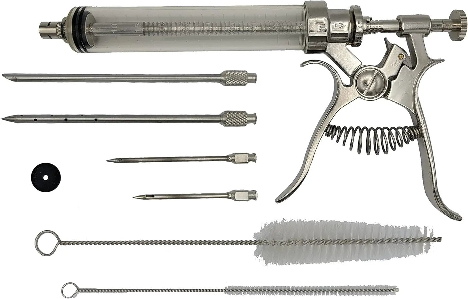 BBQ Smoker Grill Professional Meat Injector Syringe Kit for Smoking with Case, Heat Resistant Non Slip Gloves and Silicone Mop Brush for Turkey Marinade Injection by GreenHaven Gardens