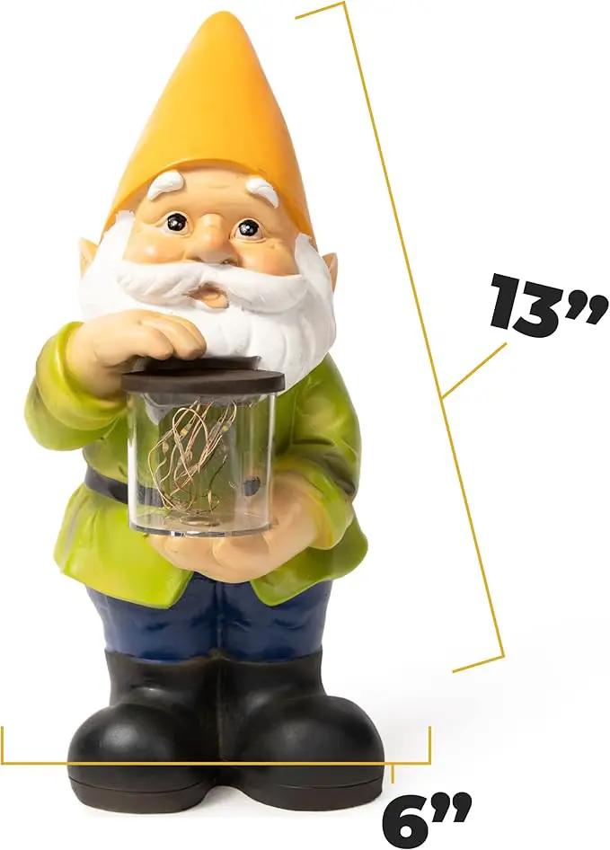 VP Home Jar Garden Gnomes Lawn Gnome with Solar Light Great Addition for Your Garden Solar Powered Knome Gifts for Outside Patio Lawn (Yellow Hat) by GreenHaven Gardens