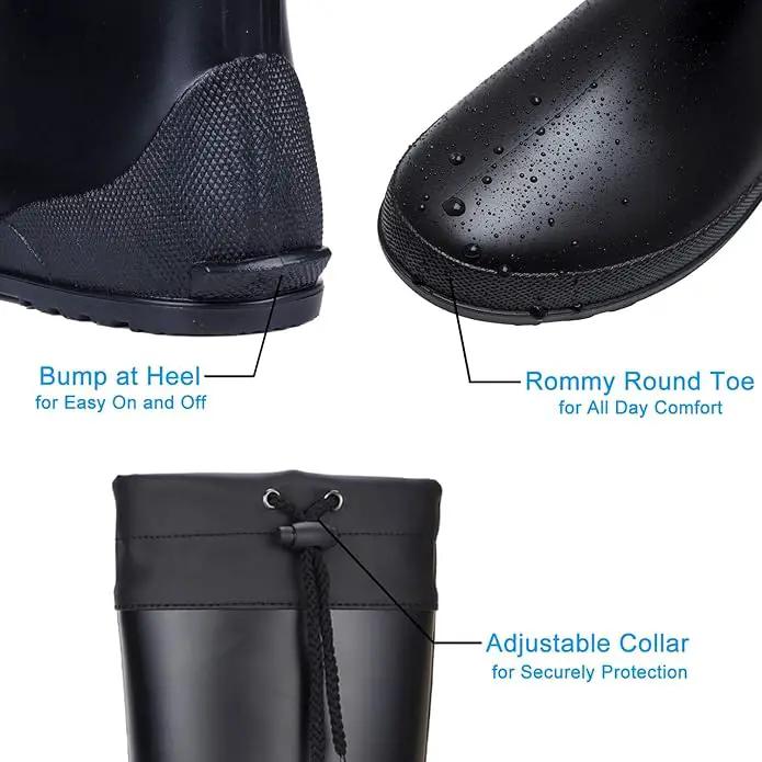 Asgard Packable Tall Rain Boots for Women Waterproof Rubber Garden Boots Ultra Lightweight Flat Mud Boots- NOT FOR WIDE CALF by GreenHaven Gardens