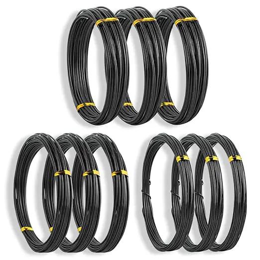 Sanlykate Bonsai Training Wire Kit, 9 Roll Tree Training Wires 295.27 Feet Total, 1.0mm, 1.5mm, 2.0mm Anodized Aluminum Wire Set, Hold Plant Branches Trunks - Black by GreenHaven Gardens