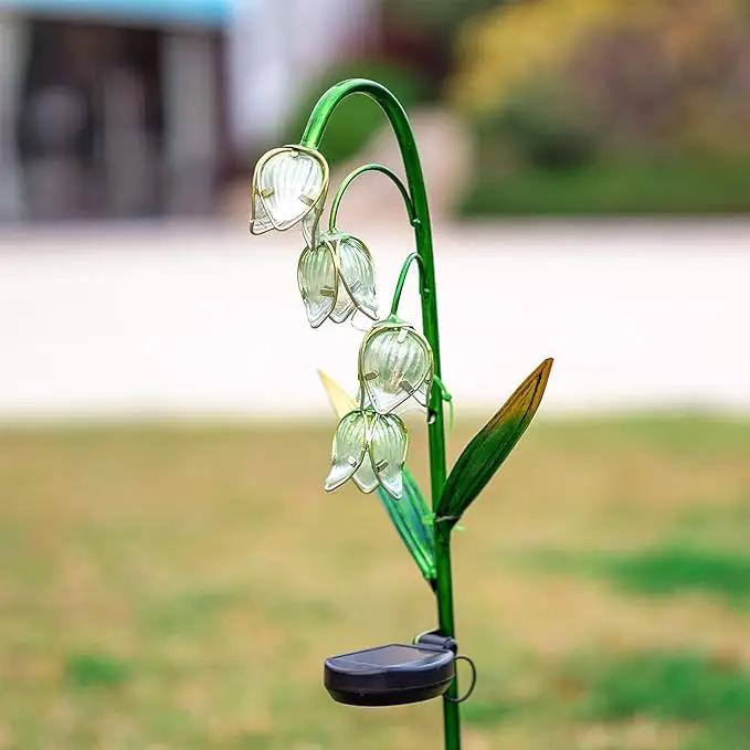 VCUTEKA Solar Garden Decor Stake Outdoor Light Glass Flower Stake for Yard Lawn Decor Backyard Decorations by GreenHaven Gardens
