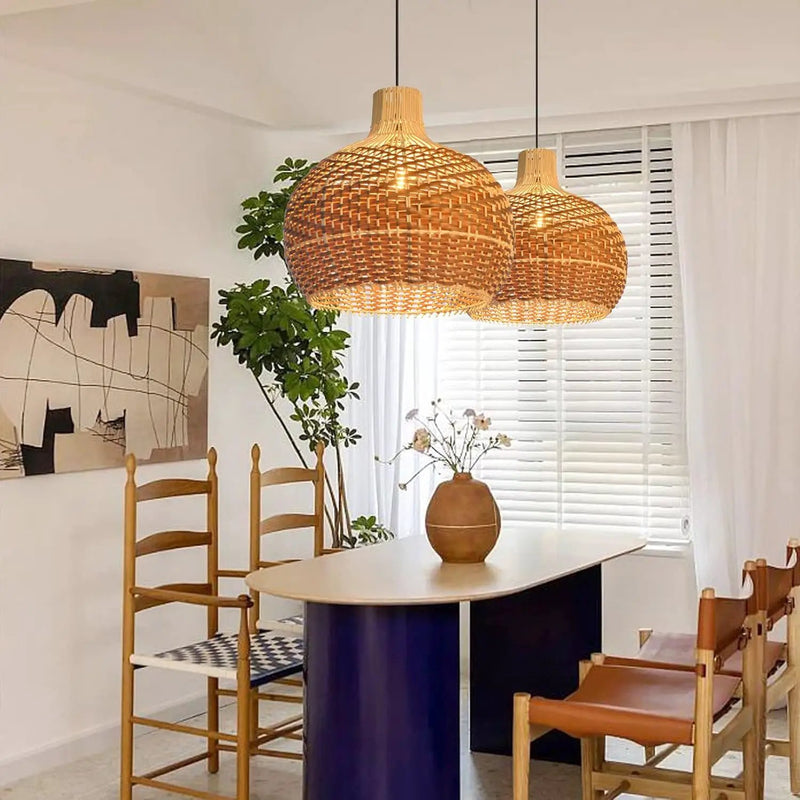 Arturesthome Rattan Pendant Lights, Wicker Chandelier Boho Basket Lighting Fixture, Natural Woven Hanging Lamp for Kitchen Island Sink Coffee by GreenHaven Gardens