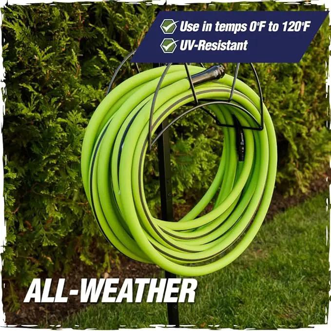 Rugged Rhino Heavy Duty Flexible Light Weight Garden Hose, 75ft x 5/8in, 4 Layer Leakproof Outdoor Gardening Tools, Watering Supplies, Powerful Water Pressure for Lawn, Flowers, Green Black by GreenHaven Gardens