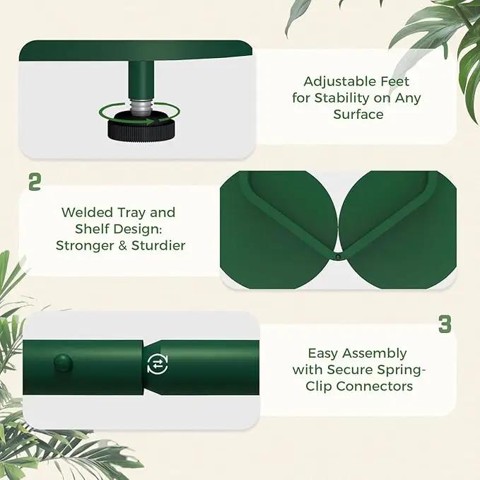 Bamworld Tree Plant Stand Indoor, 3 Tier Flower Pot Stands for Multiple Plants, Heavy Duty Metal Plant Shelf for Patio Garden Balcony Living Room Bedroom by GreenHaven Gardens