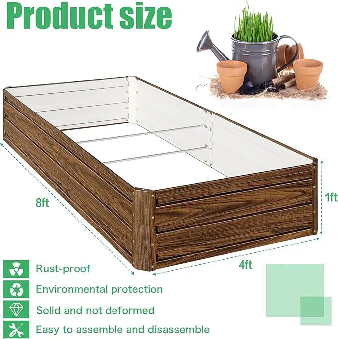 SnugNiture Galvanized Raised Garden Bed 8x4x1FT Outdoor Large Metal Planter Box Steel Kit for Planting Vegetables, Flowers by GreenHaven Gardens