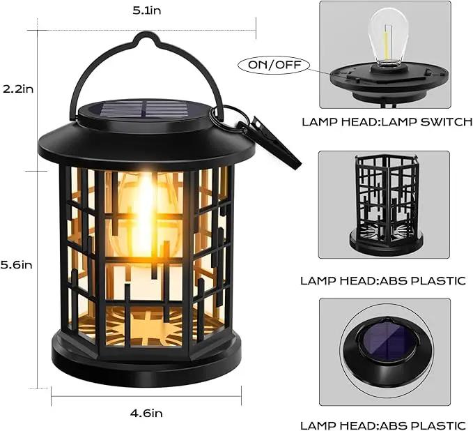 Outdoor Solar Lanterns, Solar Powered Lanterns Lighting LED Lantern Bulb Decorative for Patio Porch Fence Garden Lawn, 4 Pack by GreenHaven Gardens