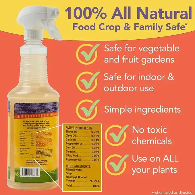 Trifecta Crop Control Ready to Use Maximum Strength Natural Pesticide, Fungicide, Miticide, Insecticide, Help Defeat Spider Mites, Powdery Mildew, Botrytis and Mold on Plants 32 OZ Size by GreenHaven Gardens