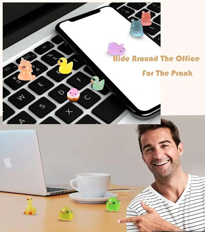 Luminous Mini Resin Animals 50 Pcs Tiny Animals to Hide Around The Office Home Mini Ducks Tiny Frogs Small Birds Glow in The Dark for Crafts Fairy Garden Accessories by GreenHaven Gardens