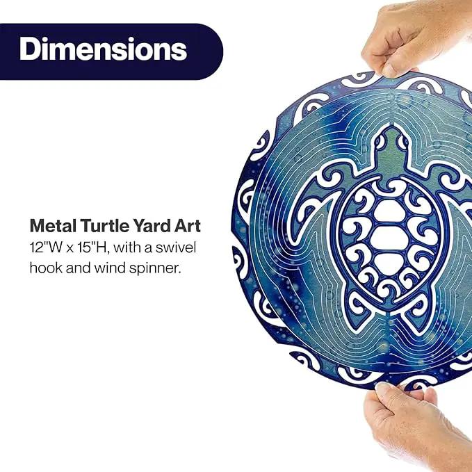 VP Home Tribal Turtle Kinetic Wind Spinners for Yard and Garden Wind Spinner Outdoor Metal Large Hanging Turtle Decor 3D Garden Art Wind Sculpture Spinners Kinetic Art Lawn Ornaments, 12x15 inches by GreenHaven Gardens