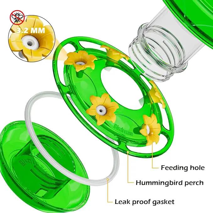 Birdream Hummingbird Feeder for Outdoors Hanging 40oz 10 Feeding Ports, 2 Pack Humming Bird Feeder with Ant Moat Brush Leak Proof - Green by GreenHaven Gardens