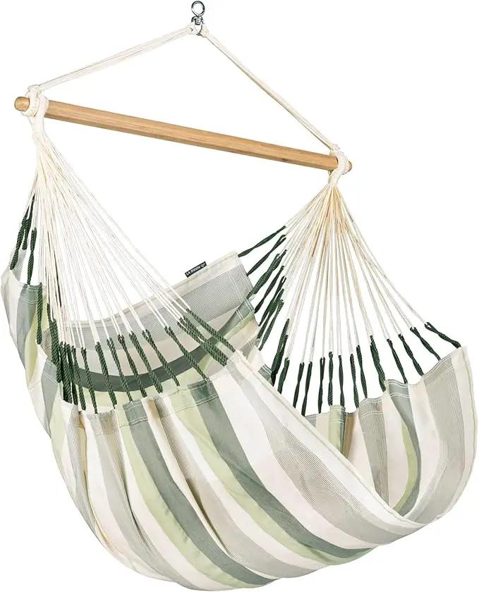 LA SIESTA® - XL King Domingo Hammock Swing Chair - Weather & Tear Resistant Hanging Hammock Chair - Indoor Outdoor Hammock Chair Swing - Hanging Chair for Patio Porch Bedroom - Max 355 Lbs, Cedar by GreenHaven Gardens