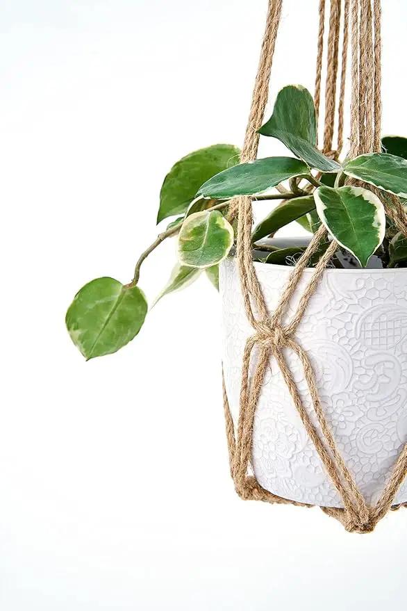 Dahey Macrame Plant Hanger Set of 3 with Hooks Indoor Hanging Planter Basket 35"/29"/23" Handmade Woven Cotton Rope Flower Pot Crochet Plant Holder Stand for Boho Home Decor No Tassels,Brown by GreenHaven Gardens