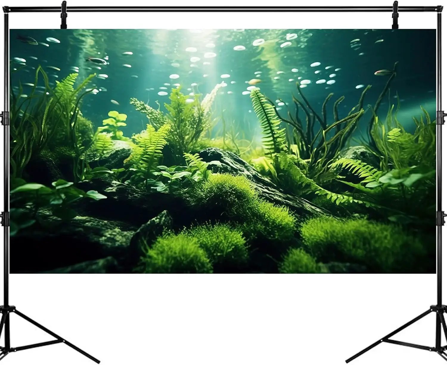 Underwater Fish Tank Background Under The Sea Aquatic Plants Aquarium Background Ocean Floor Rock Terrarium Backgrounds Tropical Fish Green Seaweeds Aquarium Backgrounds for Fish Tank Decor 24x12in by GreenHaven Gardens