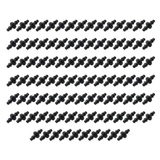 Dnyta 100pcs Barb Fittings PVC for 1/4 Inch Irrigation Tubing Drip Irrigation Barb Fittings Irrigation Tubing Connector Drip Irrigation Barbed Coupling for Plant Drip or Yard Spray Irrigation by GreenHaven Gardens