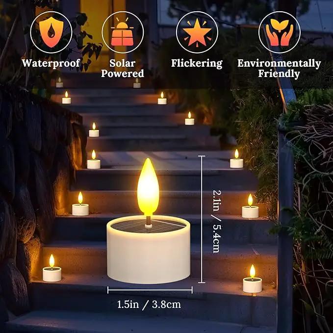 SoulBay Solar Tea Lights Outdoor Waterproof, 12 pcs 1.5" D x 2.1" Reusable Dusk to Dawn Flickering Small LED Tealight Candles, Flameless Votive Candle for Lanterns Patio Garden Camping Decor by GreenHaven Gardens
