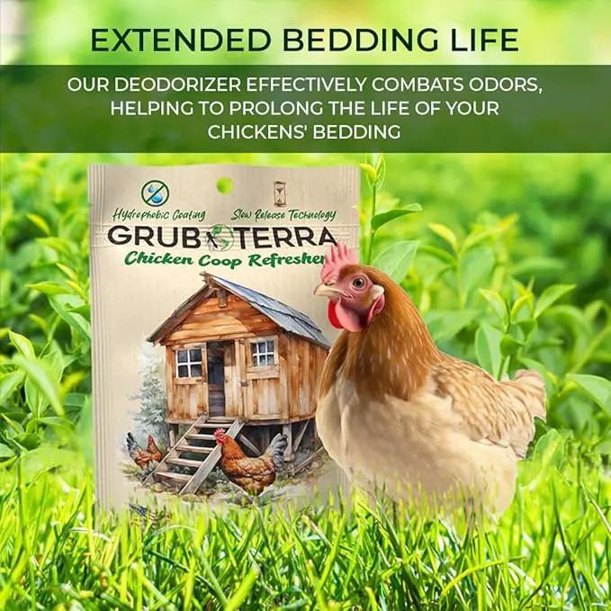 GrubTerra Coop Refresher Odor Freshener for Chicken Pen, Suitable for Chicken Waterer and Chicken Feeder, Smell Control Solution for Clean and Fresh Chicken Living Environment by GreenHaven Gardens