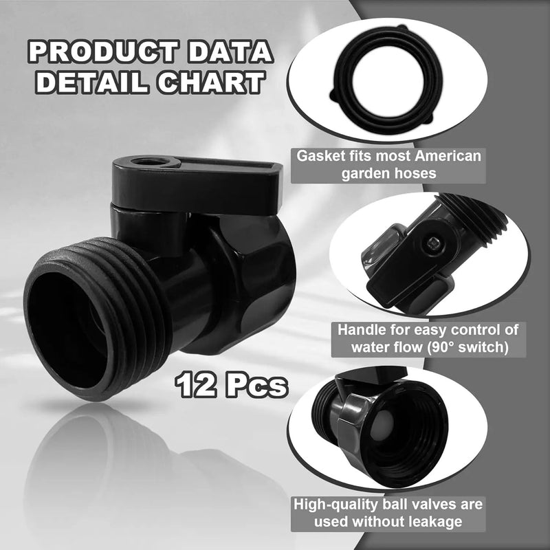 12 PCS 3/4'' Plastic Garden Hose Shut Off Valve,Water Shut-Off Ball Valve Thread Connector Coupling for Telescopic Water Pipe Water Gun Valve Control by GreenHaven Gardens