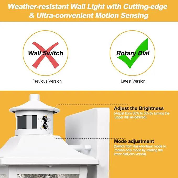 White Motion Sensor Outdoor Wall Light - Dusk to Dawn Outdoor Wall Lighting, Waterproof Exterior Light Fixture, Modern Porch Light Outside Wall Mount for House Patio Garage, Anti-Rust by GreenHaven Gardens
