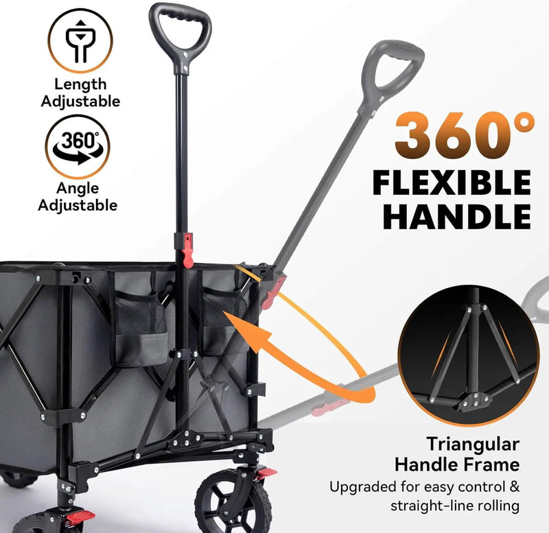 Hikenture Collapsible Wagon - 330LBS Capacity, Extra Large Foldable Wagon with All-Terrain Wheels, Utility Beach Cart for Outdoor Garden by GreenHaven Gardens