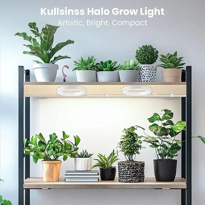 6" Ceiling Grow Lights for Indoor Plants, 168 LEDs Full Spectrum Grow Light, Halo Under Cabinet Plant Growing Lamp with 6/12/16H Auto Timer, 3 Spectrum Modes, 5 Brightness Levels (2-Head) by GreenHaven Gardens