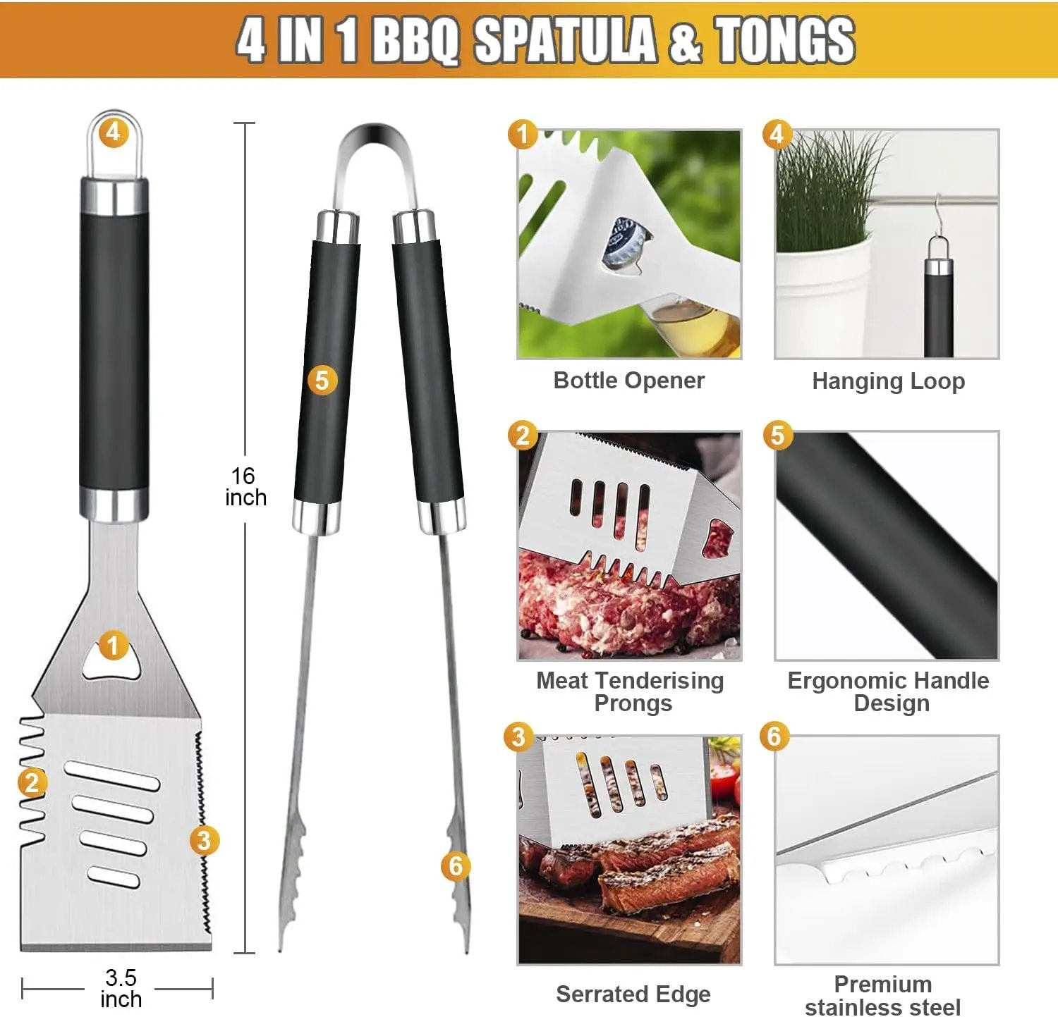 BBQ Grill Accessories Set, 38Pcs Stainless Steel Grill Tools Grilling Accessories with Aluminum Case, Thermometer, Grill Mats for Camping/Backyard Barbecue, Grill Utensils Set for Men Women by GreenHaven Gardens