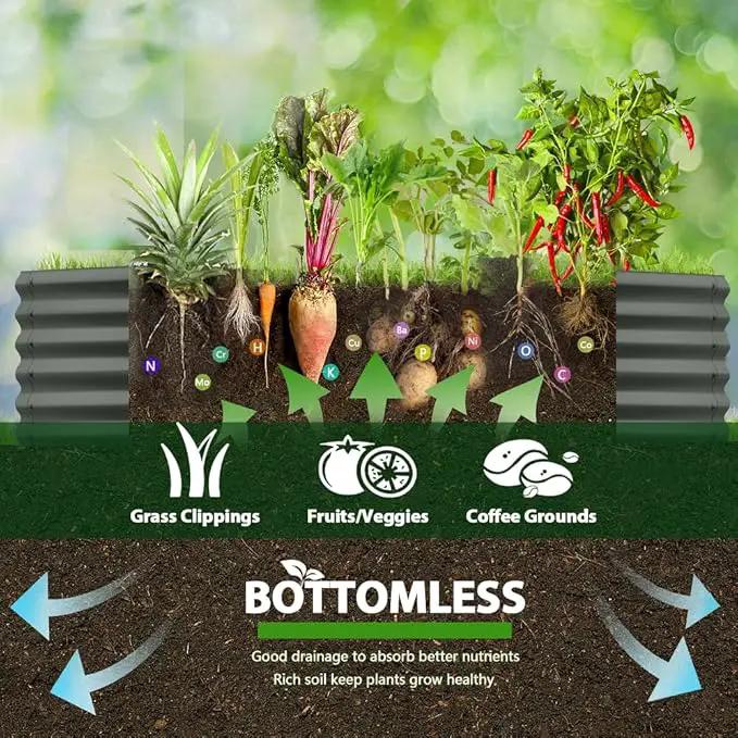 A ANLEOLIFE 6X2X1.5 ft Galvanized Raised Garden Beds Outdoor, Oval Round Metal Planter Box for Planting Vegetables Flowers Herb, Anti-Rust & Easy-Setup, Quartz Grey by GreenHaven Gardens