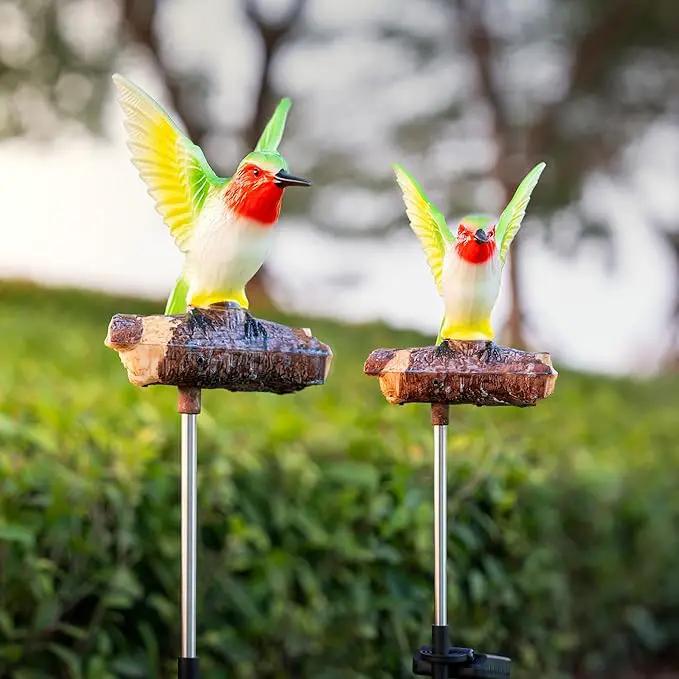 Birdsong Hummingbird Garden Decor Statues Stake Figurine Solar Lights for Outside Lawn Yard Porch Patio Flowerbed Christmas Decorations Outdoor for Moms Birthday (Green Hummingbird) by GreenHaven Gardens