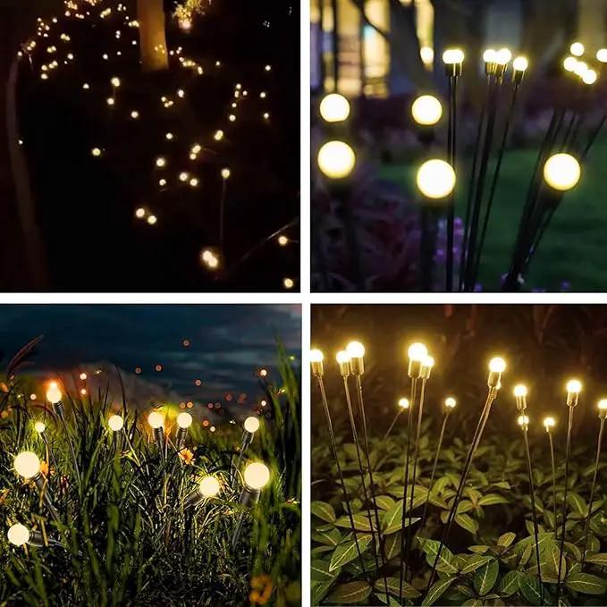 OZS 8Pack Total 64LED Solar Garden Lights Solar Lights Outdoor, Solar Firefly Lights, Waterproof Solar Fairy Lights Outdoor for Garden Yard Pathway Decoration (Warm White)