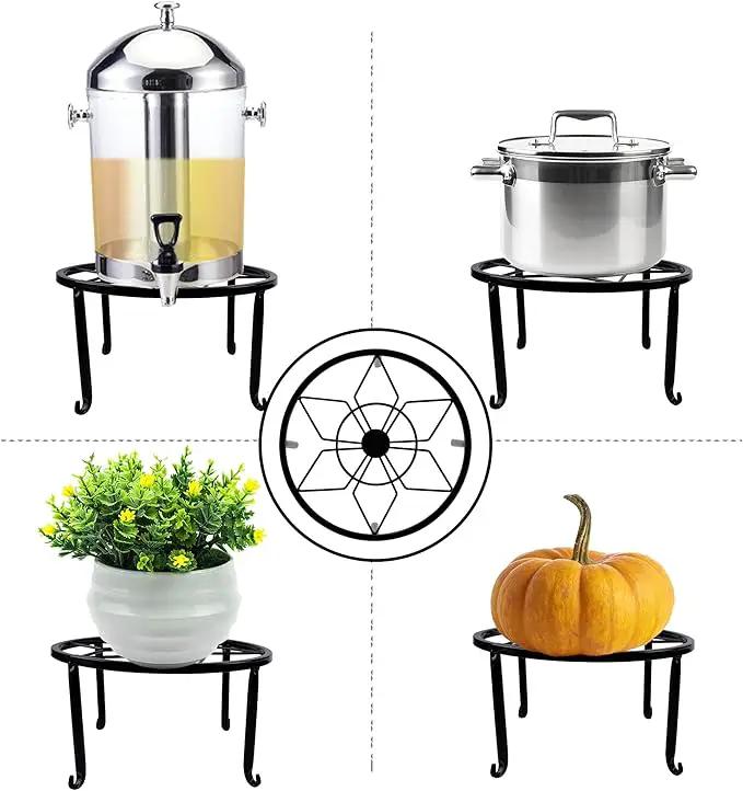 yosager 4 Pack Metal Plant Stands for Flower Pot, Heavy Duty Black Iron Potted Stand Holder, Indoor Outdoor Rustproof Metal Planter Container Round Supports Display Rack for Home & Garden Decor by GreenHaven Gardens