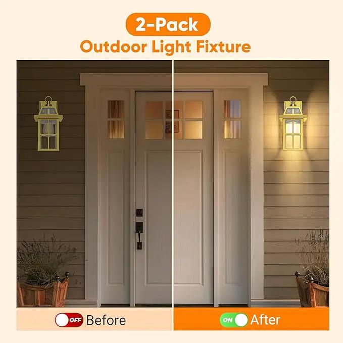 WIHTU Outdoor Wall Lantern, Porch Lights with Glass Shade, Waterproof Sconce Light, Aluminum Exterior Lighting Fixture, Anti-Rust Front Door Outdoor Lights for House, Gold by GreenHaven Gardens