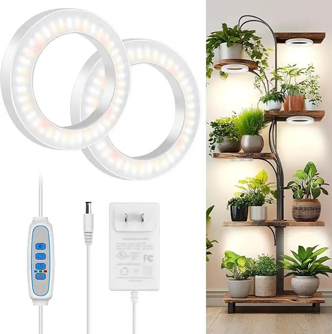 6" Ceiling Grow Lights for Indoor Plants, 168 LEDs Full Spectrum Grow Light, Halo Under Cabinet Plant Growing Lamp with 6/12/16H Auto Timer, 3 Spectrum Modes, 5 Brightness Levels (2-Head) by GreenHaven Gardens