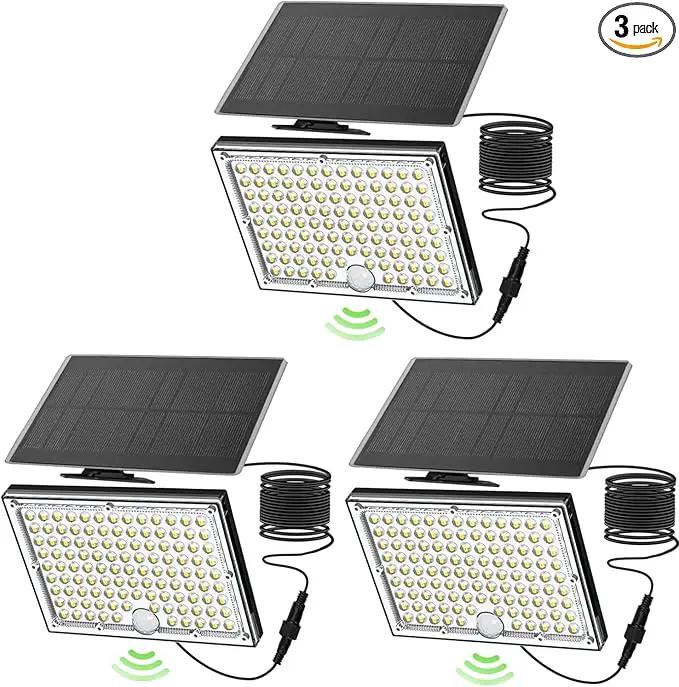Outdoor Solar Lights,113 Powerful LED Lenses with 9000k Cool White Light, Solar Security Lights Indoor 5 Meters Long Wire, Works Upto 24 HR on Mode 3, Comes with 2 Year Warranty. by GreenHaven Gardens
