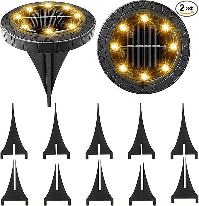 Solar Powered Ground Lights 2Pack,Waterproof LED Solar Lights Outdoor Solar Disk Lights Decorative,Solar Garden Lights for Landscape Pathway Patio Yard Walkway Path Lawn Driveway (Warm White) by GreenHaven Gardens