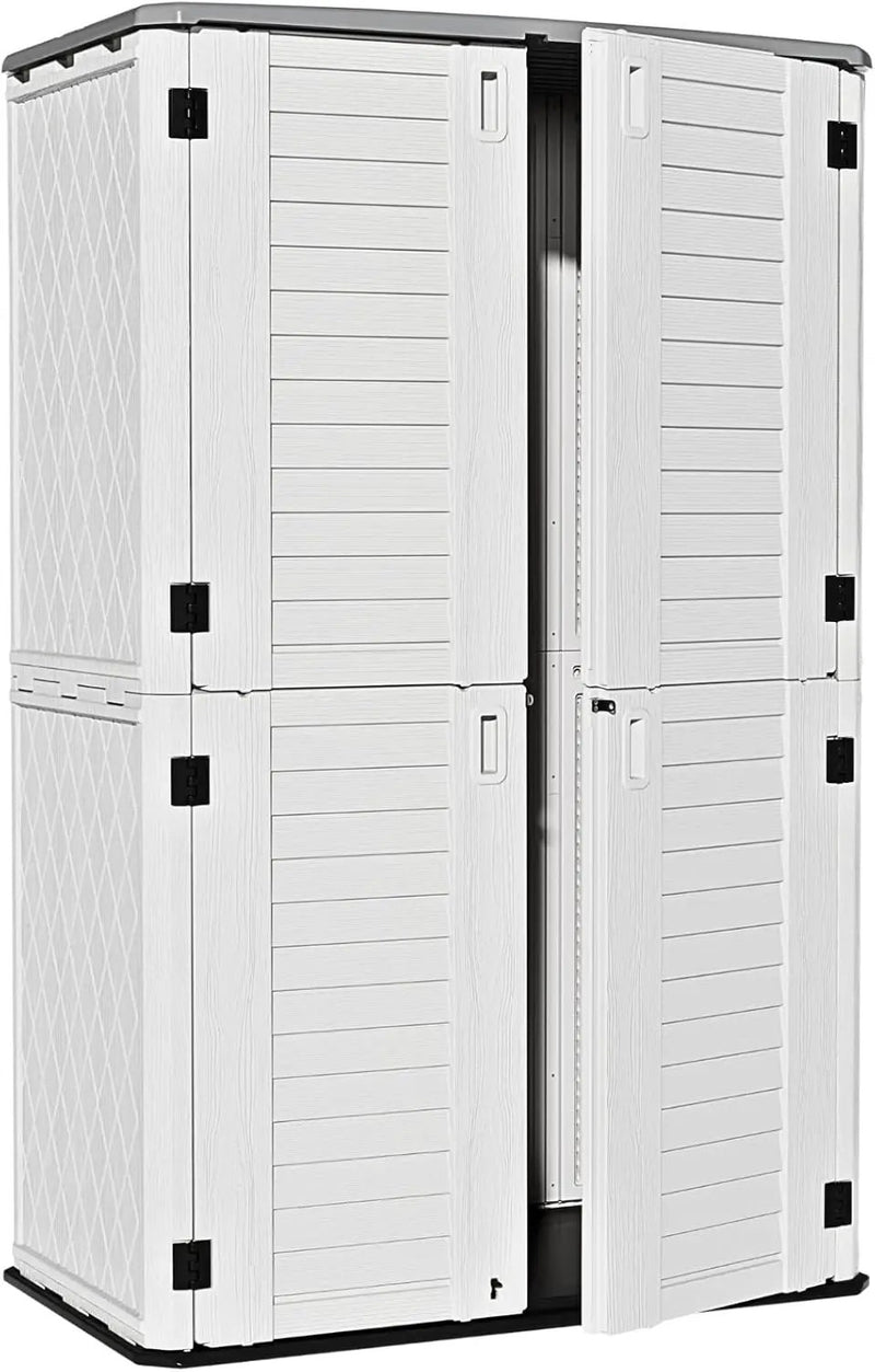 ZZM Large 67 Cu.ft Waterproof Storage Shed, Outdoor Storage Cabinet，Durable Resin Storage for Patio Furniture, Garden Tools, Pool Accessories, Mower Storage (White) by GreenHaven Gardens
