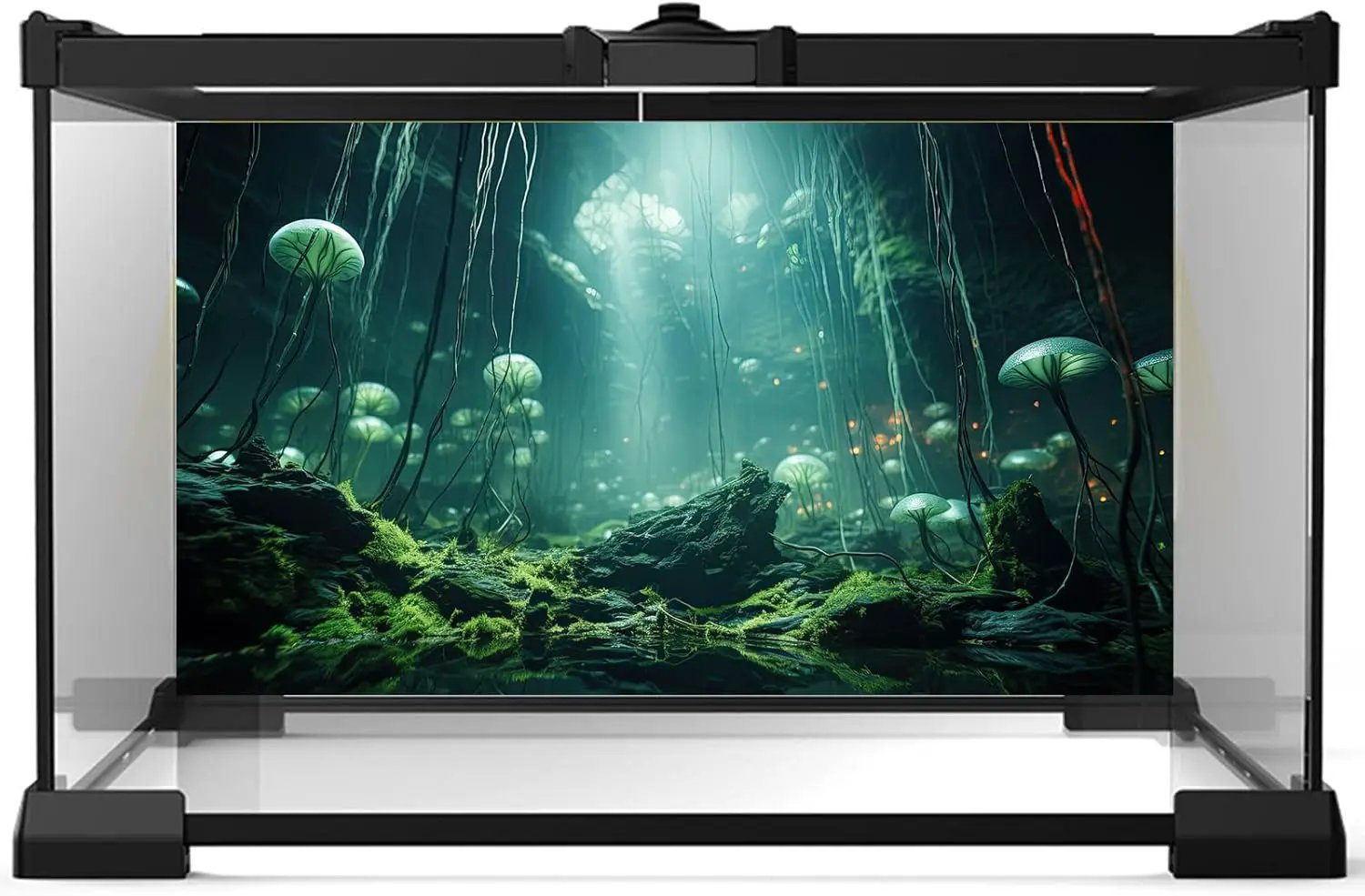 Aquarium Background Foggy Stone Mushroom Green Moss Fish Tank Background Mysterious Green Seaweed Scenery Aquarium Backgrounds White Mushroom Reptile Tank Enclosure Backgrounds Wallpaper 60x24in by GreenHaven Gardens