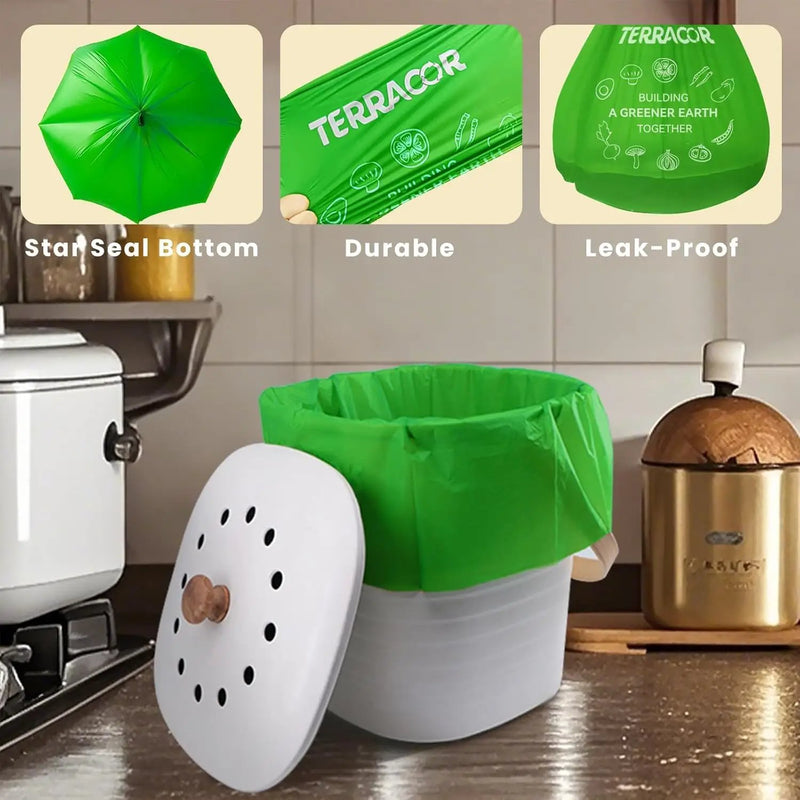 1.3 Gallon Compostable Trash Bags, 35 Bags Compost Bags for Countertop Bin, BPI Certified and Meet The ASTM D6400 Standard，Compostable Trash Bags in Dispenser Packs by GreenHaven Gardens
