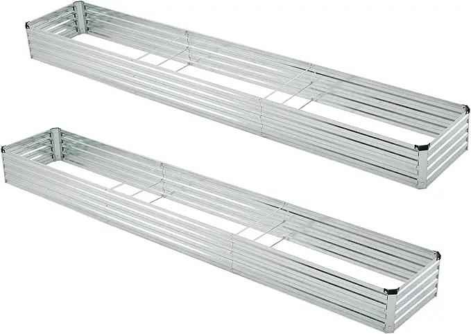 12x2x1ft(2 Pack) Galvanized Raised Garden Bed,Outdoor Planter Box Metal Patio Kit Planting Bed for Vegetables Flowers Herb,Silver by GreenHaven Gardens