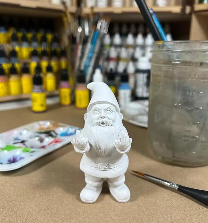 Gnometastic Gnude Mini Gnomes - Double Bird Unpainted Gnome Statue, 3.5in Tall - DIY Paint Your Own Gnome - Polyresin Indoor/Outdoor Funny Garden Gnomes to Paint for Adults by GreenHaven Gardens