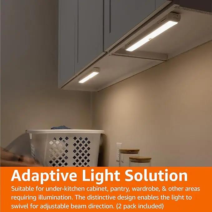 Amazon Basics LED USB/Battery Operated Light Bar, Swivel Motion Sensor, Stick on Lights, 250 Lumens, 12 Inches, Under Cabinet Lighting, Closet, Kitchen, 2 Pack, White by GreenHaven Gardens
