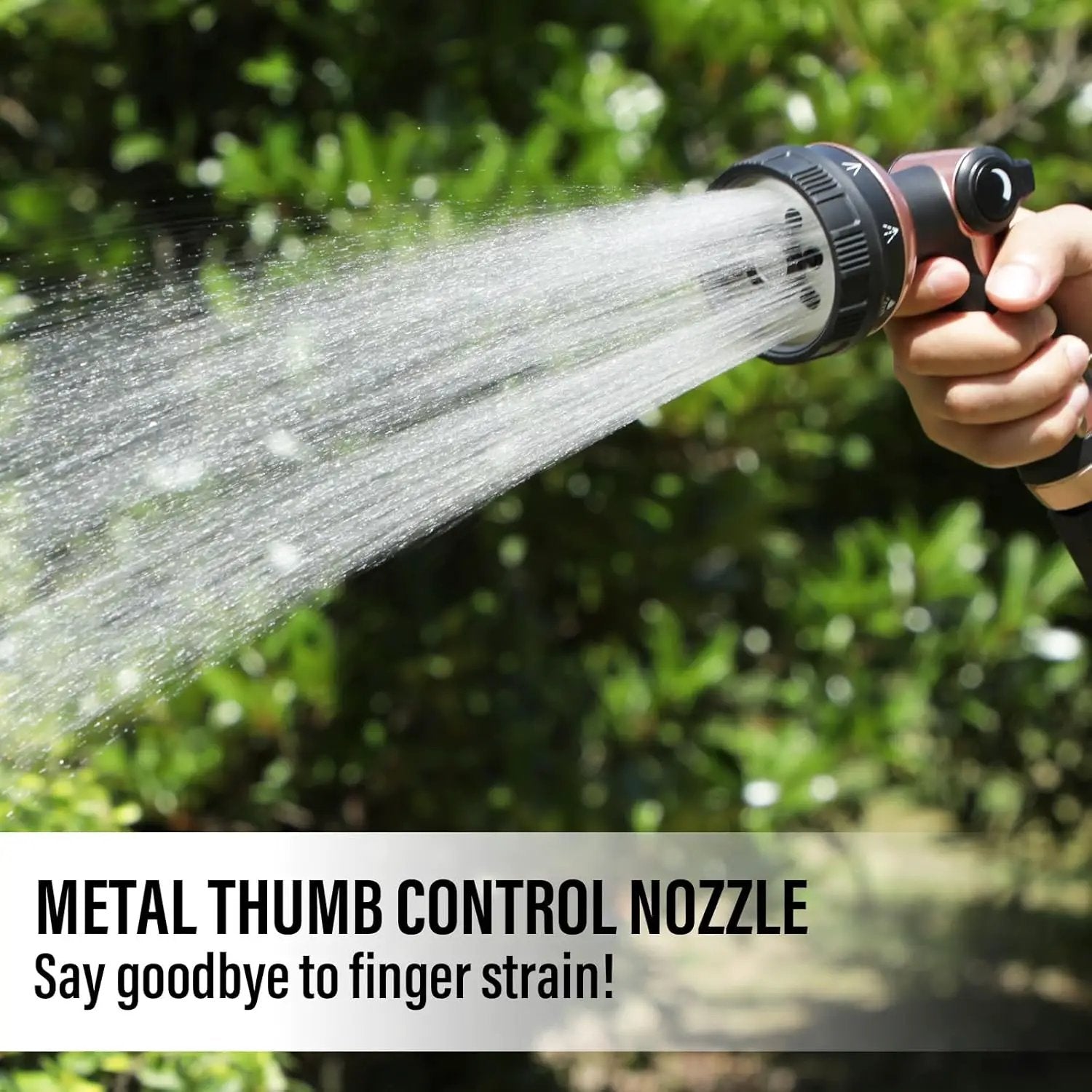Heavy Duty Garden Hose Nozzle, 100% Metal Water Hose Sprayer with 8 Spray Patterns, High Pressure Hose Nozzle with Thumb Control, On Off Valve, for Lawn & Plant Watering, Car & Pet Washing by GreenHaven Gardens