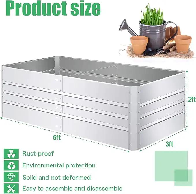 SnugNiture Galvanized Raised Garden Bed 6x3x2FT Outdoor Large Metal Planter Box Steel Kit for Planting Vegetables, Flowers by GreenHaven Gardens