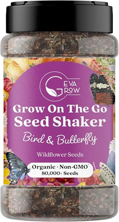 Mini Wildflower Seed Shaker - Bird & Butterfly Garden Seed Mix | 60,000+ Annual & Perennial Flower Seeds for Planting - Attracts Hummingbirds & Butterfly | No Messy Bags or Packets by GreenHaven Gardens