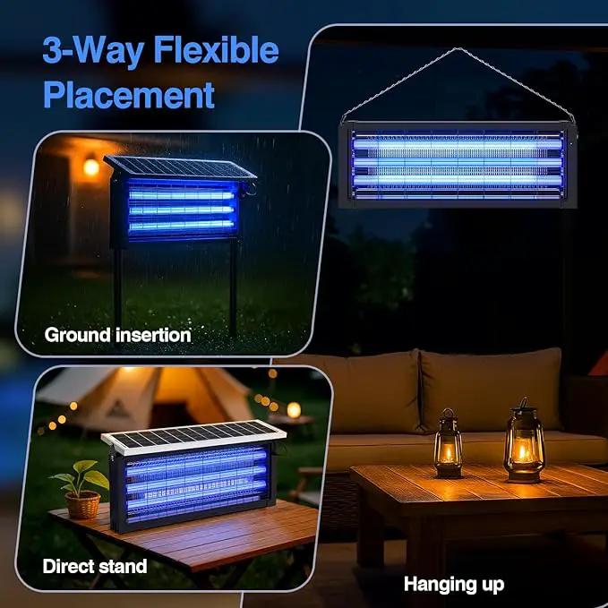 Solar Bug Zapper Outdoor, Wireless Portable Camping Mosquito Zapper 4500V For 3500 Sq.ft with Panel Sensor, Fly Traps with 10FT Extension Cord by Outdoor Solar Outlet