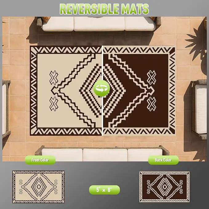 WILDROOTS 5x8 Feet Del Diamond Plastic Outdoor Rug, Stain Resistant Waterproof Reversible Outdoor Patio Rug, Fade Resistant Camping Rug by GreenHaven Gardens