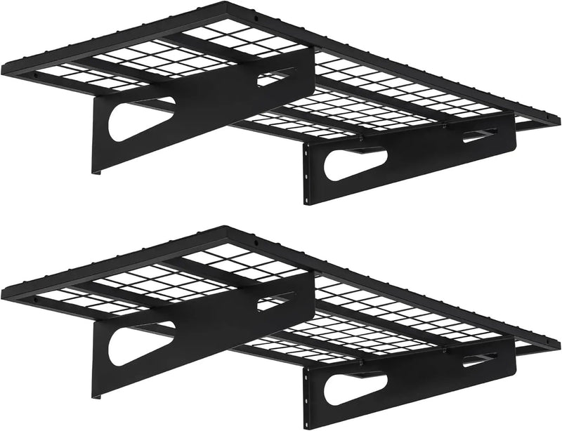 2-Pack 1.5x3FT Garage Shelving 17.7-inch-by-35.8-inch Wall Shelf Garage Storage Rack Wall Mounted Floating Shelves, Black by GreenHaven Gardens