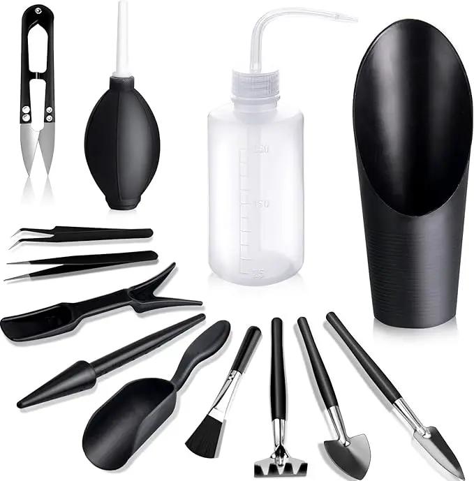 Succulent Tools, 13 Pcs Mini Garden Tool Set, Transplanting Tools Set,Succulent Care kit for Succulent Miniature Gardening Plant, Black by GreenHaven Gardens